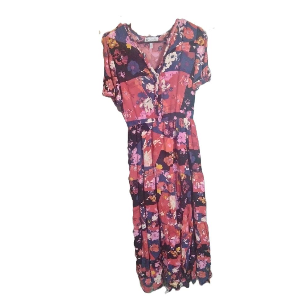 Jessica Simpson ~ Floral Patchwork Multicolor Maxi Dress ~ Size Medium